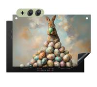 KitchenYeah© Cubre Vitrocerámica - Protector Vitroceramica Placa Induccion 52x78 cm - Antisalpicaduras Cocina, Encimera, Protectora Conejo - Huevos - Colorido