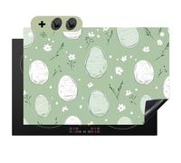 KitchenYeah© Cubre Vitrocerámica - Protector Vitroceramica Placa Induccion 52x78 cm - Antisalpicaduras Cocina, Encimera, Protectora Verde - Huevos - Patrón