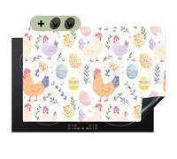 KitchenYeah© Cubre Vitrocerámica - Protector Vitroceramica Placa Induccion 52x78 cm - Antisalpicaduras Cocina, Encimera, Protectora Patrón - Gallina - Huevos de Pascua