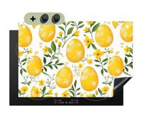 KitchenYeah© Cubre Vitrocerámica - Protector Vitroceramica Placa Induccion 52x78 cm - Antisalpicaduras Cocina, Encimera, Protectora Flores - Pascua - Amarillo