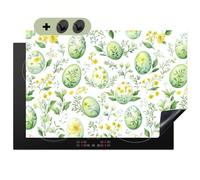 KitchenYeah© Cubre Vitrocerámica - Protector Vitroceramica Placa Induccion 52x78 cm - Antisalpicaduras Cocina, Encimera, Protectora Patrón - Verde - Huevos
