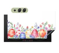 KitchenYeah© Cubre Vitrocerámica - Protector Vitroceramica Placa Induccion 52x90 cm - Antisalpicaduras Cocina, Encimera, Protectora Jardín de Flores - Colorido - Huevos