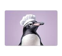 KitchenYeah© Manteles Individuales de Plástico Lavables 6 Piezas 45x30 cm Tapetes Mesa Rectangular Salvamantel Antideslizante Estilo Moderno Pingüino - Gorro De Cocinero - Lindo - Morado