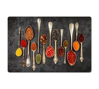 KitchenYeah© Manteles Individuales de Plástico Lavables 6 Piezas 45x30 cm Tapetes Mesa Rectangular Salvamantel Antideslizante Estilo Moderno Cucharas - Hormigón - Hierbas - Especias