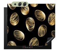 KitchenYeah© Protector Vitroceramica 51.3x58.3 cm Tapa para induccion Placa Encimera Cubre de Protectora Cocina, Salpicaduras, Antisalpicaduras Huevos - Dorados - Patrón