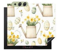 KitchenYeah© Protector Vitroceramica 51.3x58.3 cm Tapa para induccion Placa Encimera Cubre de Protectora Cocina, Salpicaduras, Antisalpicaduras Regadera - Flores - Huevos