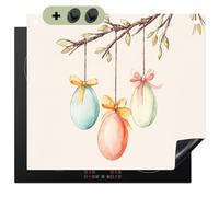 KitchenYeah© Protector Vitroceramica 51.3x58.3 cm Tapa para induccion Placa Encimera Cubre de Protectora Cocina, Salpicaduras, Antisalpicaduras Pascua - Lazo - Huevos