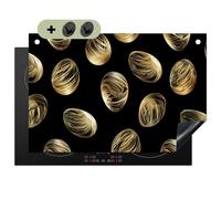 KitchenYeah© Protector Vitroceramica 52x78 cm Tapa para induccion Placa Encimera Cubre de Protectora Cocina, Salpicaduras, Antisalpicaduras Huevos - Dorados - Patrón
