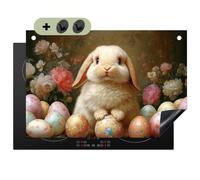 KitchenYeah© Protector Vitroceramica 52x78 cm Tapa para induccion Placa Encimera Cubre de Protectora Cocina, Salpicaduras, Antisalpicaduras Conejo - Pascua - Bodegón