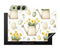 KitchenYeah© Protector Vitroceramica 52x78 cm Tapa para induccion Placa Encimera Cubre de Protectora Cocina, Salpicaduras, Antisalpicaduras Regadera - Flores - Huevos