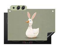 KitchenYeah© Protector Vitroceramica 52x78 cm Tapa para induccion Placa Encimera Cubre de Protectora Cocina, Salpicaduras, Antisalpicaduras Pato - Orejas- Gris