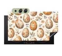 KitchenYeah© Protector Vitroceramica 52x90 cm Tapa para induccion Placa Encimera Cubre de Protectora Cocina, Salpicaduras, Antisalpicaduras Marrones - Flores