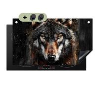 KitchenYeah© Protector Vitroceramica 52x90 cm Tapa para induccion Placa Encimera Cubre de Protectora Cocina, Salpicaduras, Antisalpicaduras Animal - Lobo - Retrato - Negro - Marrón
