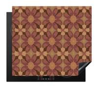 "KitchenYeah© Protector Vitroceramica 57x51 cm Tapa para induccion Placa Encimera Cubre de Protectora Cocina Retro - Flores - Marrón"