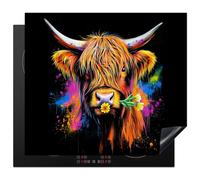 KitchenYeah© Protector Vitroceramica 60x52 cm Tapa para induccion Placa Encimera Cubre de Protectora Cocina Montañés Escocés - Graffiti - Colores - Flores - Animales