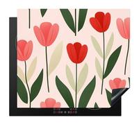 KitchenYeah© Protector Vitroceramica 60x52 cm Tapa para induccion Placa Encimera Cubre de Protectora Cocina Tulipanes - Modernos - Rosas