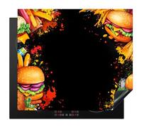KitchenYeah© Protector Vitroceramica 60x52 cm Tapa para induccion Placa Encimera Cubre de Protectora Cocina Comida rápida - Graffiti - Hamburguesa - Comida - Moderno