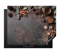 KitchenYeah© Protector Vitroceramica 65x52 cm Tapa para induccion Placa Encimera Cubre de Protectora Cocina Canela - Navidad - Marrón - Bronce