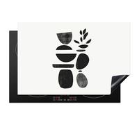 KitchenYeah© Protector Vitroceramica 80x52 cm Tapa para induccion Placa Encimera Cubre de Protectora Cocina Japandi - Negro - Abstracto