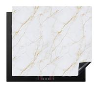 KitchenYeah© Protector Vitroceramica Tapa para induccion Placa Encimera | 59x52 cm - Cubre de Protectora Cocina Blanco - Mármol - Oro - Lujo