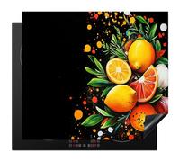 KitchenYeah© Protector Vitroceramica Tapa para induccion Placa Encimera | 59x52 cm - Cubre de Protectora Cocina Limones - Negro - Hierbas - Graffiti - Pintura