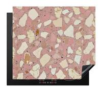 KitchenYeah© Protector Vitroceramica Tapa para induccion Placa Encimera | 60x52 cm - Cubre de Protectora Cocina Rosa - Decoración - Piedras - Terrazo