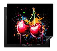 KitchenYeah© Protector Vitroceramica Tapa para induccion Placa Encimera | 60x52 cm - Cubre de Protectora Cocina Cerezas - Fruta - Graffiti - Pintura - Abstracto - Moderno - Colores