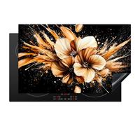 KitchenYeah© Protector Vitroceramica Tapa para induccion Placa Encimera | 85x52 cm - Cubre de Protectora Cocina Flores - Oro - Graffiti - Negro - Abstracto