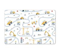 KitchenYeah© Set de 6 Manteles Individuales Plástico 45x30 cm Antimanchas y Antideslizantes Tapete Mesa Comedor Salvamantel Individual PVC Niños - Obra De Construcción - Tractor - Patrones