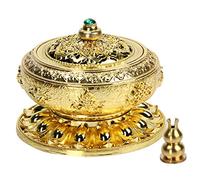 Kitchnexus - Quemador de incienso, aleación de cobre, loto tibetano, con soporte, para incienso en tipo cono y varilla