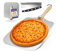 KITCHUS Moon Pala de pizza grande de 16 pulgadas, pala de metal extra grande de 14 pulgadas de ancho, espátula de pizza para mover pizzas grandes fácilmente, pala de pizza con mango plegable largo con