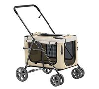 KITCISSL Pet Gear- Carrito para Perros Plegable Mascotas Cochecito para Gatos/Perros, Cochecito para Perros, Cochecitos Perros Carrito de Perro 4 Ruedas Plegable Carro Gatos Mascotas (Color : Khaki)