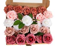 KITDAHOM 25 Rosas Artificiales - Rosas Falsas 29 x 25 x 5cm - con Tallos - Ramo de Boda DIY - para Bodas, San Valentín, Día de la Madre, Decoración (Magenta)