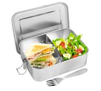 KITDAHOM Fiambrera de Acero Inoxidable Prémium - 1200ml Lunch Box - Lonchera con Tenedor, Todo en Acero Inoxidable 304, con Separación Móvil y Sello a Prueba de Fugas, para Niños y Adultos