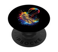 Kitesurf Art Splash - Deporte Extremo Jinete y alas Coloridas PopSockets PopGrip Adhesivo