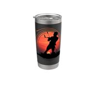 Kitesurf entusiasta montar una silueta de ola y puesta de sol Vaso térmico de acero inoxidable de doble pared