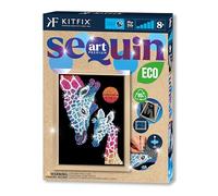 Kitfix - Sequin Art ECO - Jirafa y cría con marco de madera - 27 x 36cm - Imagen de lentejuelas - Kits de bricolaje para niños o jóvenes 8+ - 2306
