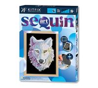 Kitfix - Sequin Art Lobo de las nieves con marco de madera - 27 x 36cm - Sequin Art Blue Premium - Imagen de lentejuelas - Kit de bricolaje para jóvenes, adultos y niños a partir de 8+ - 1932