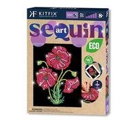 Kitfix - Sequin Art Purple ECO - Amapolas - 27 x 36cm - Imagen de lentejuelas - Kits de bricolaje para niños, jóvenes y adultos 8+ - 2309