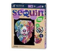 Kitfix - Sequin Art Purple ECO - Sabueso arlequín - 27 x 36cm - Imagen de lentejuelas - Kits de bricolaje para niños, jóvenes y adultos 8+ - 2404