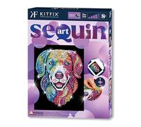 Kitfix - Sequin Art Purple - Sabueso arlequín - Imagen de lentejuelas - 27 x 36 cm - Kit de bricolaje para niños, jóvenes y adultos a partir de 8+ - 2103