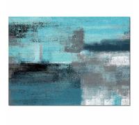 KITHOME Alfombra contemporánea Antideslizante, Color Turquesa Gris, Pintura Abstracta de Arte Verde Azulado, Alfombra Rectangular para Interiores, 2.7 x 5 pies, 2 pies 7 x 5 pies