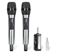 KITHOUSE Sistema de karaoke inalámbrico con receptor Bluetooth recargable, micrófono inalámbrico dinámico de mano profesional, rango UHF de 200 pies, salida de 6,5 mm/3,5 mm, para cantar karaoke
