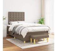 kithwjll Cama con somier con colchón, tela topo, 120 x 200 cm, que ahorra espacio, cama tapizada con marco de madera estable, cabecero regulable en altura, funda duradera
