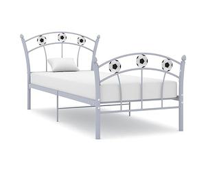 kithwjll Cama individual con diseño de fútbol gris metal 90 x 200 cm resistente cama infantil duradera con somier estable ideal para dormitorio, dormitorio juvenil o habitación infantil