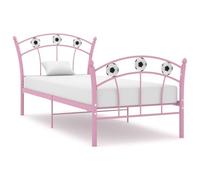 kithwjll Cama individual con diseño de fútbol, metal rosa, 90 x 200 cm, resistente cama para habitación infantil, habitación juvenil, con somier estable y espacio de almacenamiento