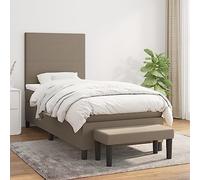 kithwjll Cama tapizada con colchón color topo 90 x 200 cm, estructura de cama de tela con cabecero y somier, cama doble que ahorra espacio para dormitorio, habitación de invitados, habitación juvenil