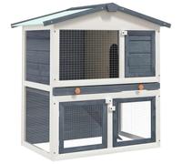 kithwjll Conejera de 3 puertas de madera gris con fieltro para tejado, 94 x 60 x 98 cm, jaula para animales pequeños para conejeras, casa de roedores, piñón libre, pico, parque, hábitat, vivienda