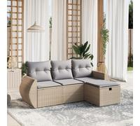 kithwjll Juego de muebles de jardín de 4 piezas con conjunto de salón y funda acolchada para terraza, balcón y exterior, resistente a la intemperie y fácil de limpiar, incluye taburete, grupo de
