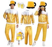 Kitimi Disfraz cerveza adulto,Chándal de cerveza para hombre y mujer, Traje Retro 80 y 90 Disfraz Discoteca para Halloween, Oktoberfest, fiesta temática, carnaval